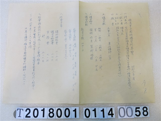 國語講習所講師講習會《講習員所屬講習所要覽》昭和十一年八月 (共1張)