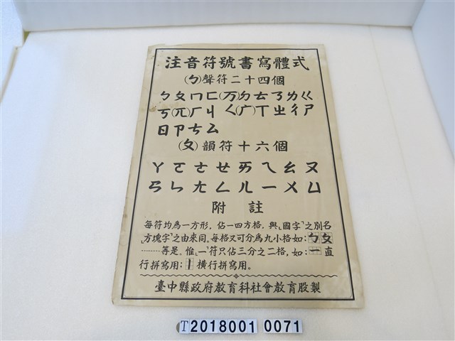 注音符號書寫教學掛圖 (共1張)