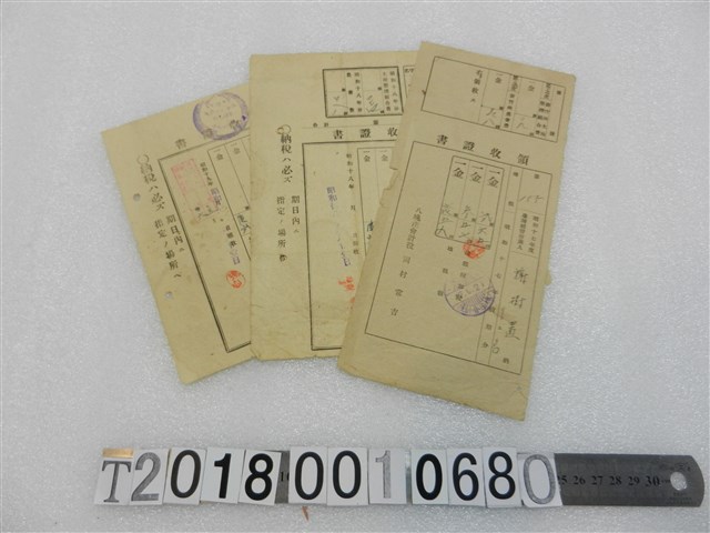 謝樹置納稅領收證書組 (共1張)