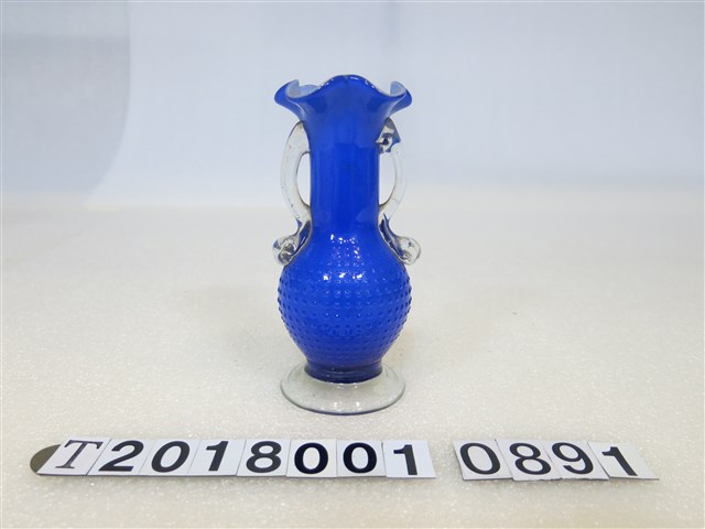 玻璃深藍色雙柄花瓶 (共1張)