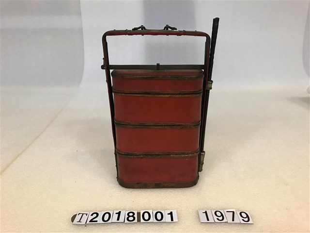 黑色筷子紅色手提四方型飯盒 (共2張)