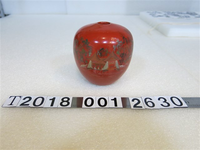 臺中公園湖邊亭子樹林圖漆器甕 (共1張)