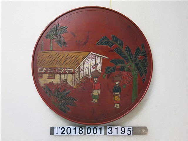 紅色臺灣意象圓形漆器掛飾 (共1張)