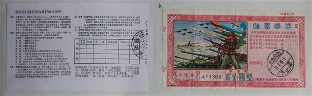 各金融行庫局委託臺灣銀行發行之儲蓄獎券 (共1張)