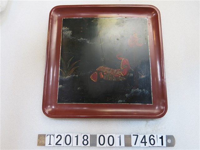 臺中婦人會番女織布圖漆器方形托盤 (共1張)