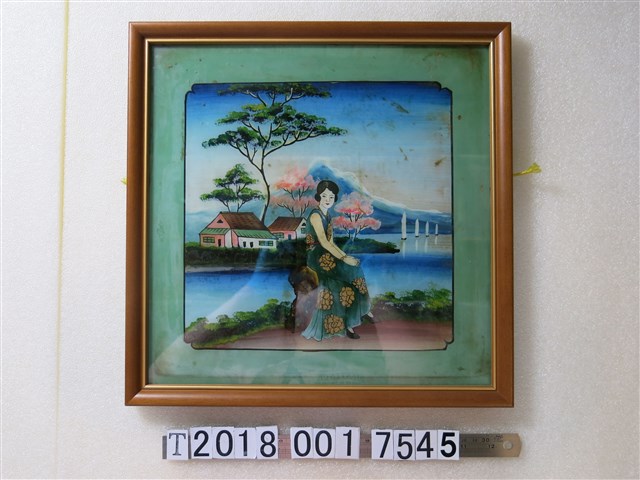 山景與摩登女子繪畫作品 (共1張)