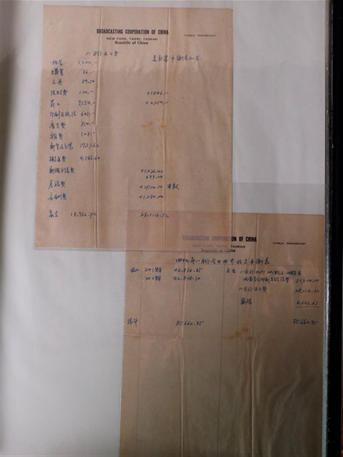 中國廣播公司八月份收支平衡表 (共1張)