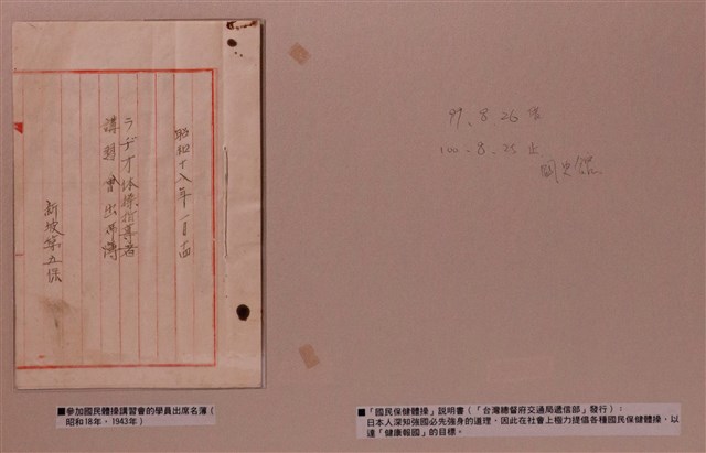 昭和十八年國民體操講習會學員出席名簿 (共1張)