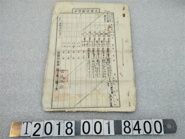 長原正高土地臺帳謄本 (共1張)
