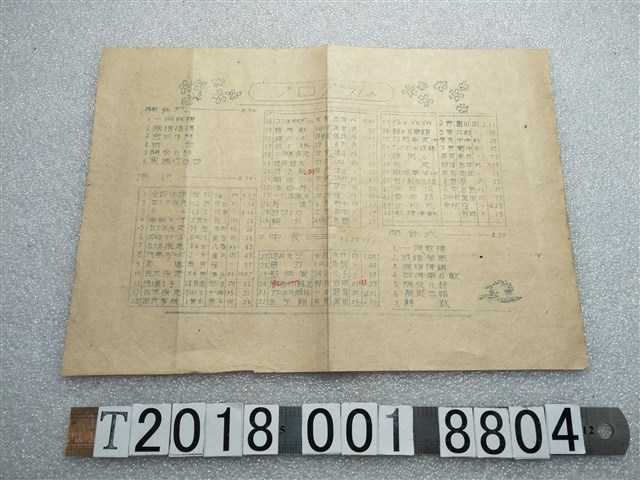 日治時期節目表 (共1張)