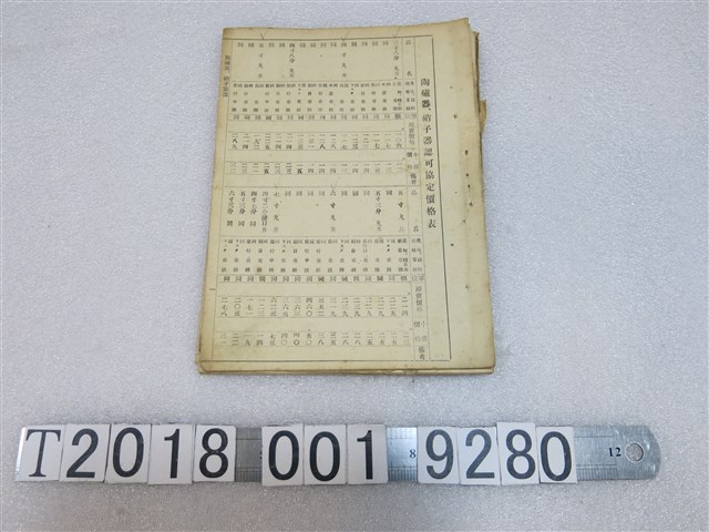 陶瓷器硝子器認可協定價格表 (共2張)