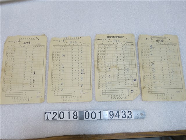 周泉發與周宗？筵席用具租用清單 (共1張)