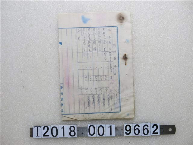 臺南慈惠院疏開者患者明細書 (共1張)