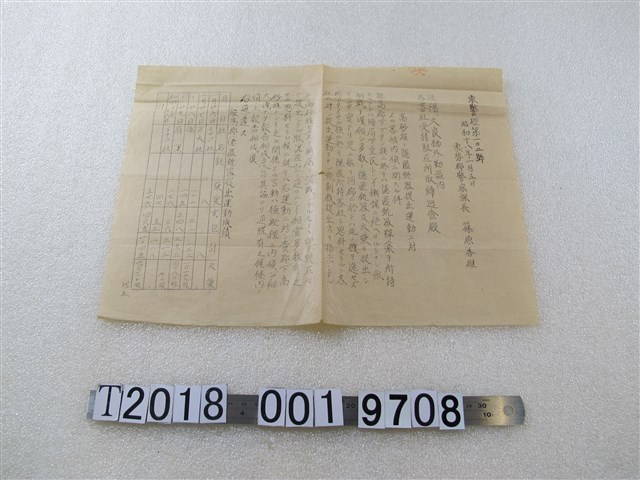 東勢郡原住民藏匿槍械相關文件 (共1張)