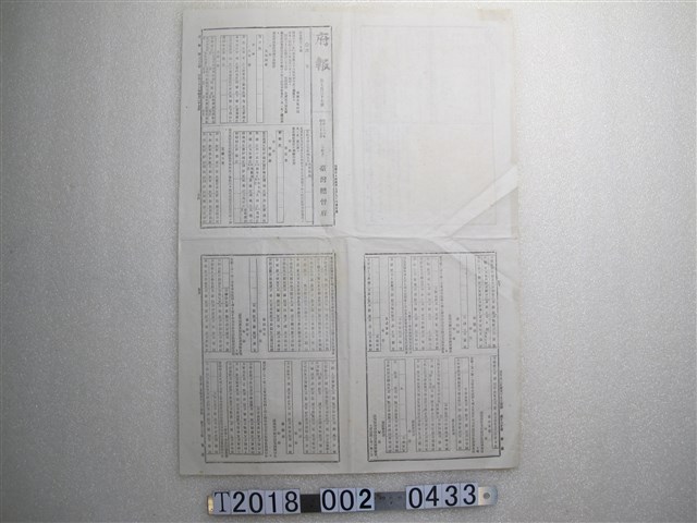 臺灣總督府發行《府報》第737號 (共2張)