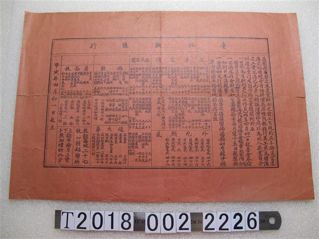 臺北靴鞋行價目表 (共1張)