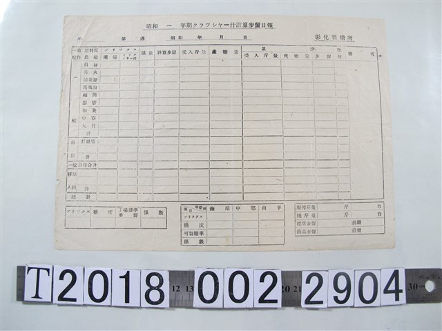 空白彰化製糖所工作日報 (共1張)