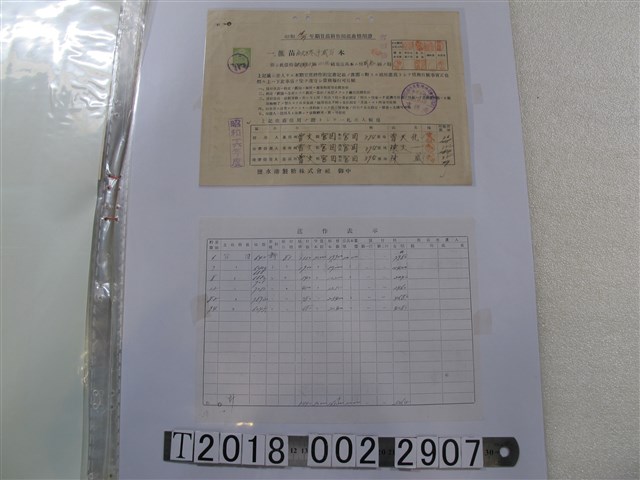 曾天化鹽水港製糖株式會社昭和16及17年期甘蔗耕作用蔗苗借用證 (共1張)