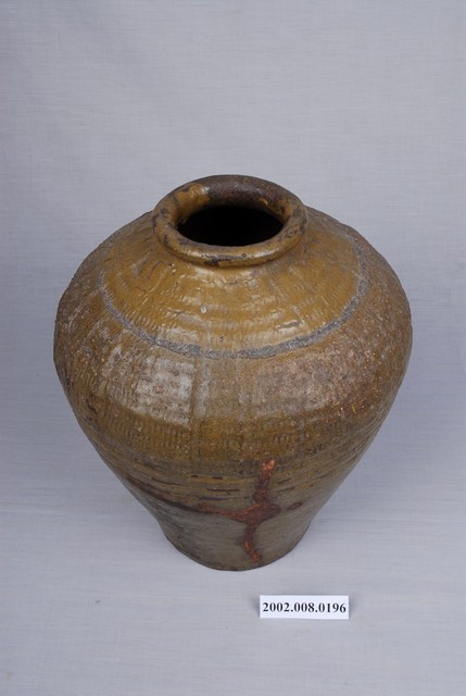 橄欖綠南瓜瓣紋酒甕