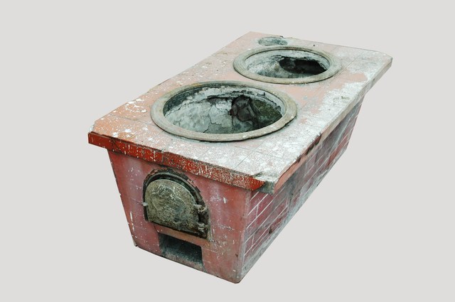 紅磚水泥雙孔爐灶