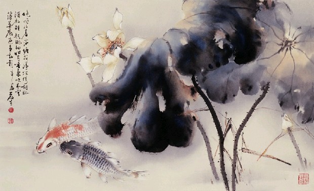 藏品:花底游魚動影的(1)張圖片