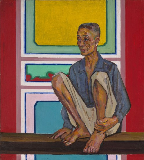 藏品:蹲在長凳上的老人的(1)張圖片