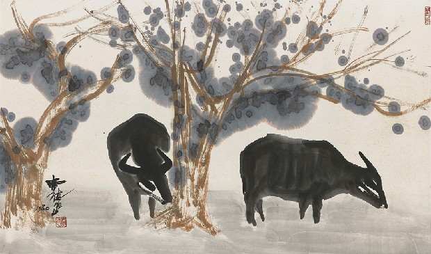 藏品:牛與樹的(1)張圖片