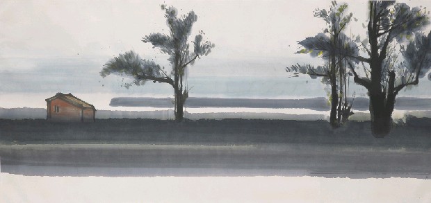 海邊孤屋的焦點圖