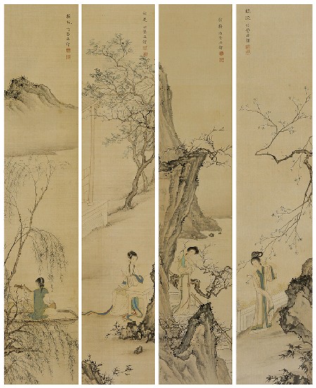 藏品:臨流 摘阮 拈花 訪梅的(1)張圖片