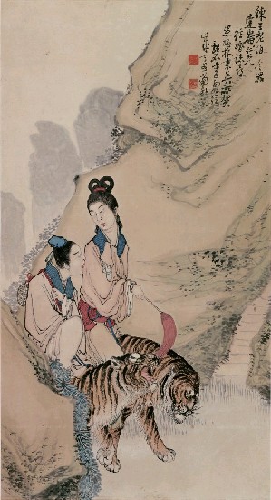 藏品:人物雙虎(引虎入山)的(1)張圖片