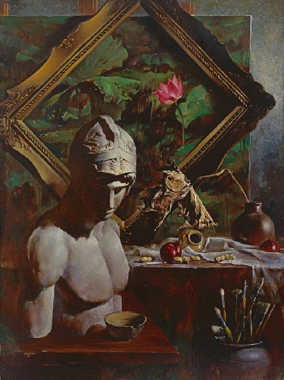 藏品:石膏與荷花的對話的(1)張圖片