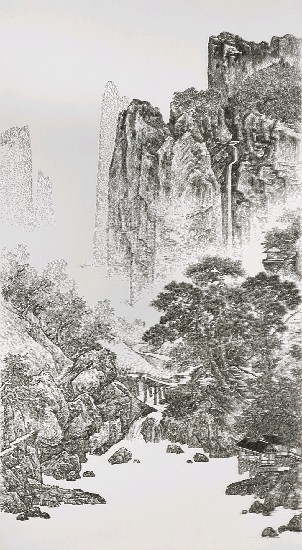 藏品:臨摹南宋李唐紅樹秋山圖的(1)張圖片