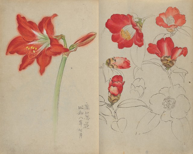 藏品:1930年代花鳥、景觀寫生集的(4)張圖片