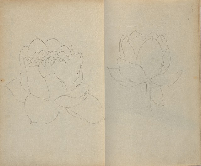 藏品:1930年代花鳥、景觀寫生集的(12)張圖片