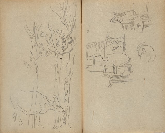 藏品:1930年代花鳥、景觀寫生集的(30)張圖片