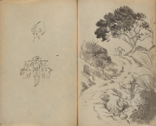 藏品:1930年代花鳥、景觀寫生集的(32)張圖片