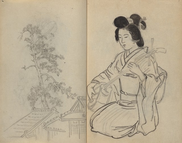 藏品:1930年代花鳥、景觀寫生集的(39)張圖片