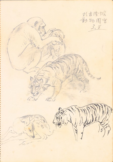 藏品:花、牛、泰國景、印度人等寫生集015的(44)張圖片