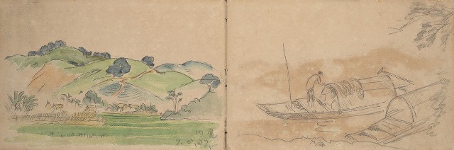 藏品:1930年代景觀、植物、動物、人物寫生集的(3)張圖片