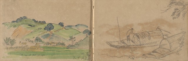 藏品:1930年代植物、動物、人物寫生集的(3)張圖片