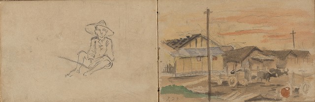 藏品:1930年代植物、動物、人物寫生集的(17)張圖片