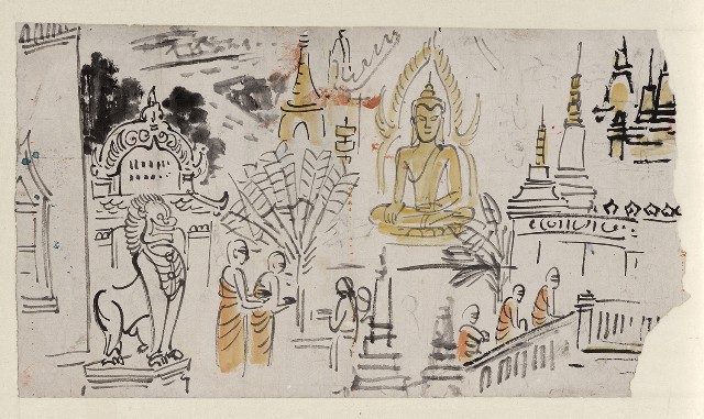 藏品:印度和尚及寺廟+父寫的文字(重遊泰國)的(1)張圖片