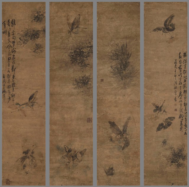 藏品:彩蝶圖四屏的(1)張圖片