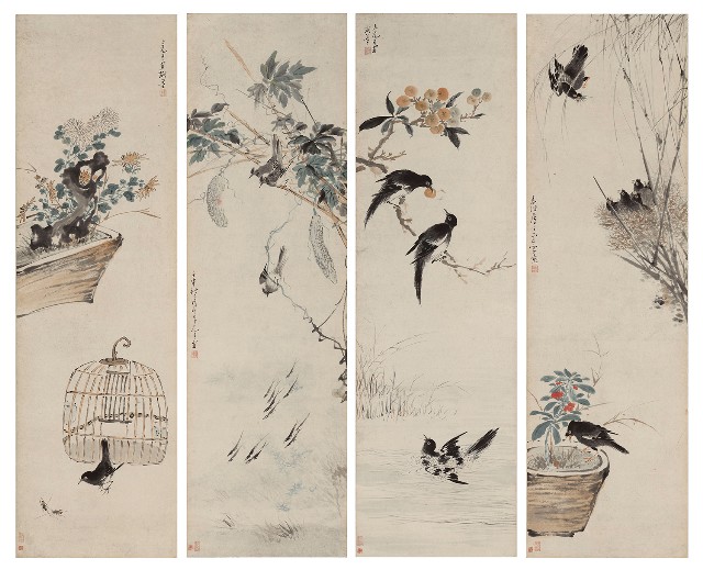 藏品:花鳥四屏的(1)張圖片