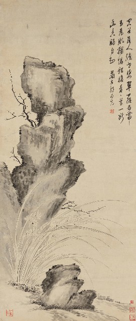 藏品:枯木蘭石圖軸的(1)張圖片