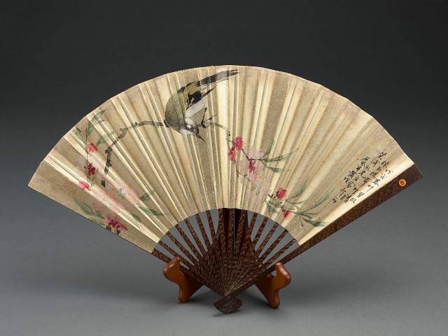 藏品:花鳥書法合璧成扇的(2)張圖片