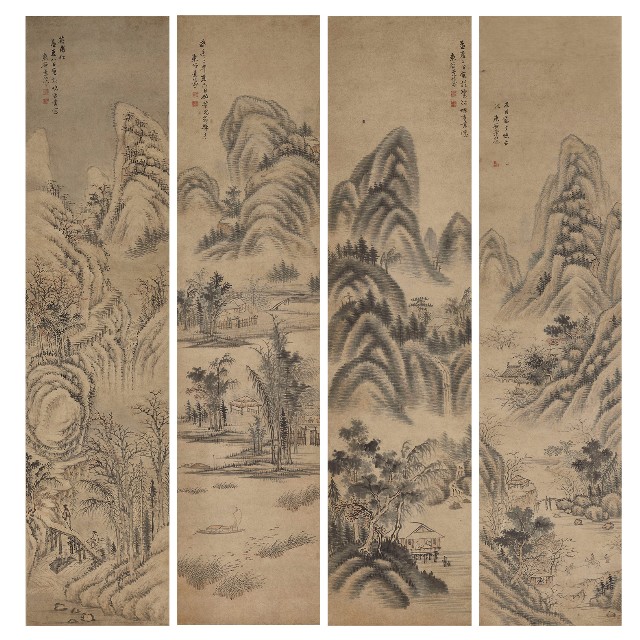 藏品:四季山水圖四屏的(1)張圖片
