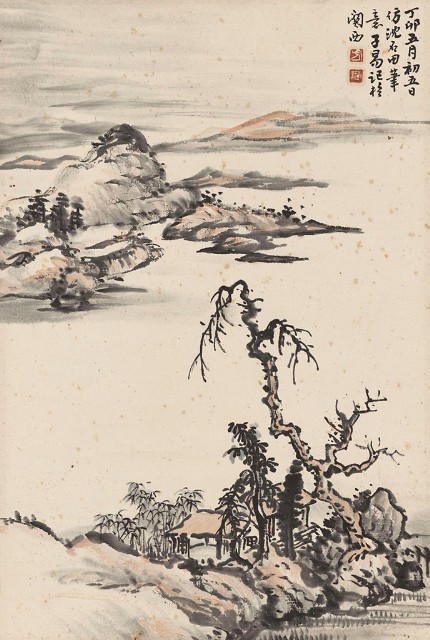 藏品:仿沈石田筆意山水的(1)張圖片