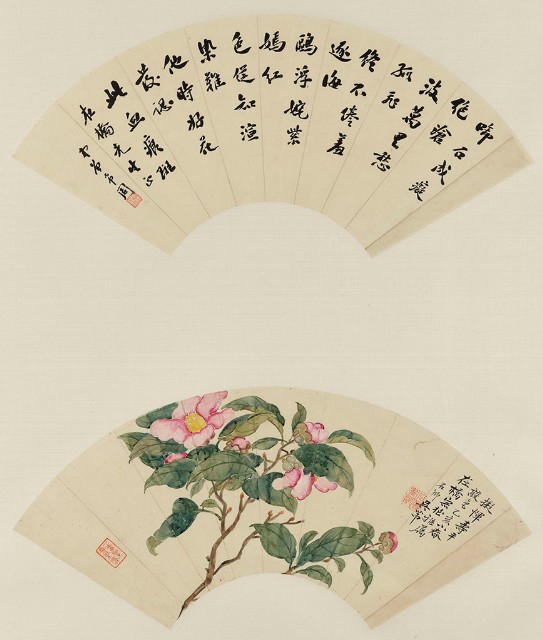 藏品:擬惲壽平茶花扇面  曾希周楷書詩扇面的(1)張圖片