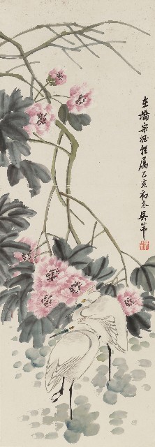 藏品:雙鷺牡丹圖的(1)張圖片